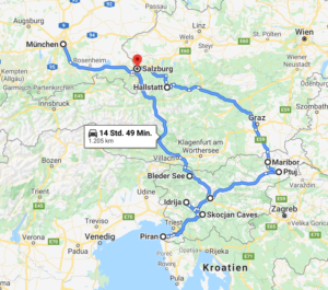 Travel route Slovenia