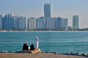 Heritage Village Breakwater Island United Arab Emirates vereinigte Arabische Emirate skyline Abu Dhabi